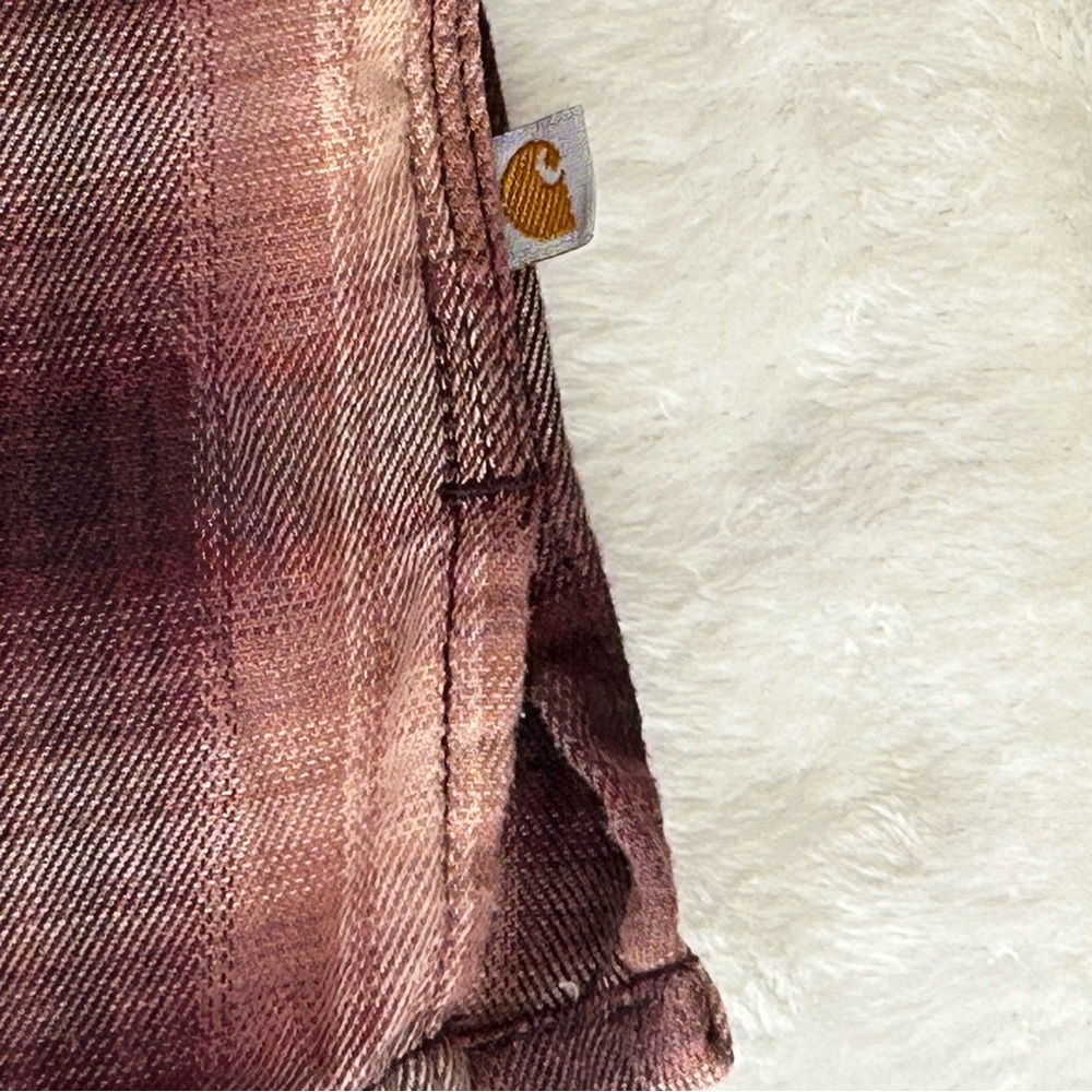 Carhartt Women's Button Down Burgandy Flannel Plaid Shirt Size 3X (24W/26W) - Picture 13 of 14